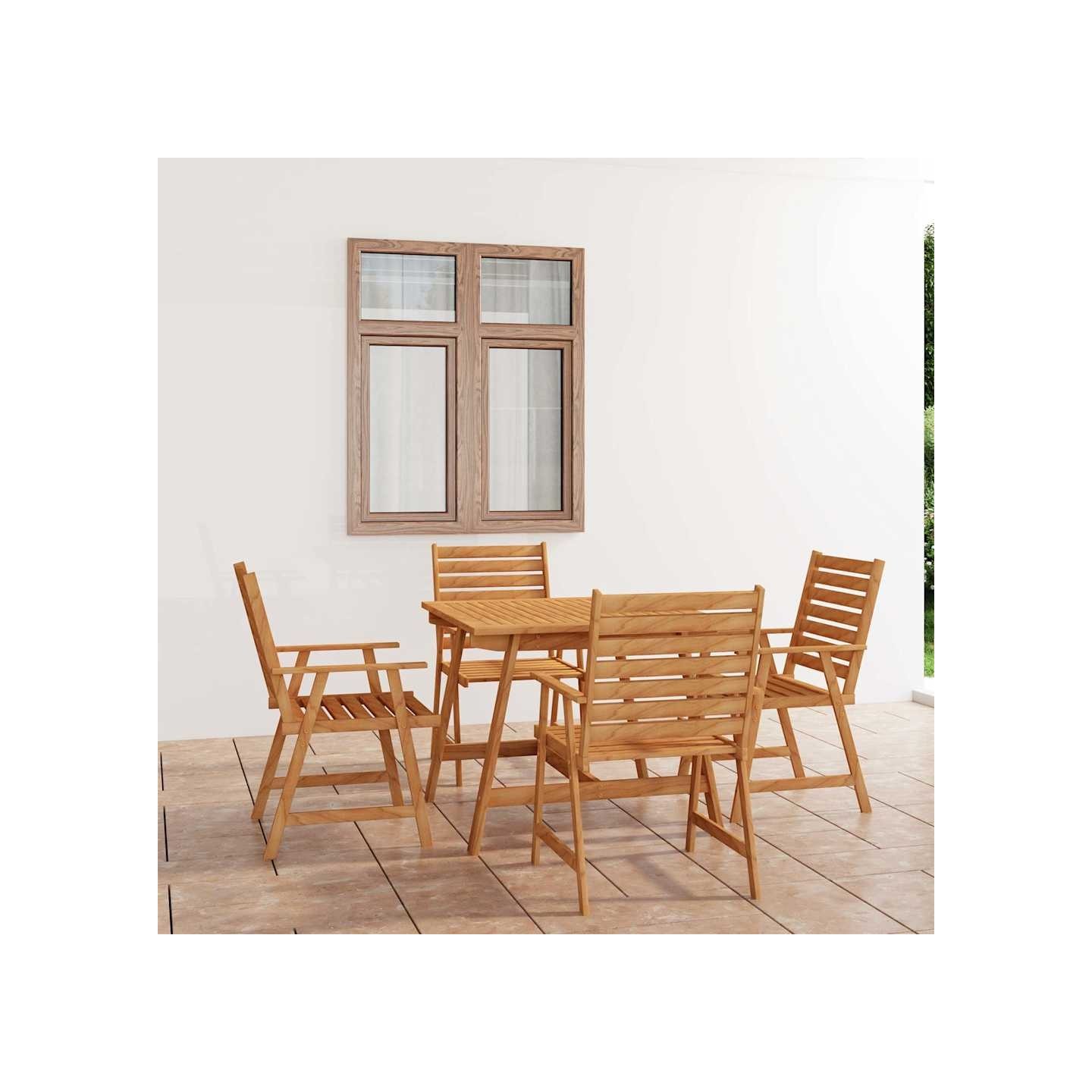 Ensemble à manger de jardin 5 pcs Bois d'acacia solide