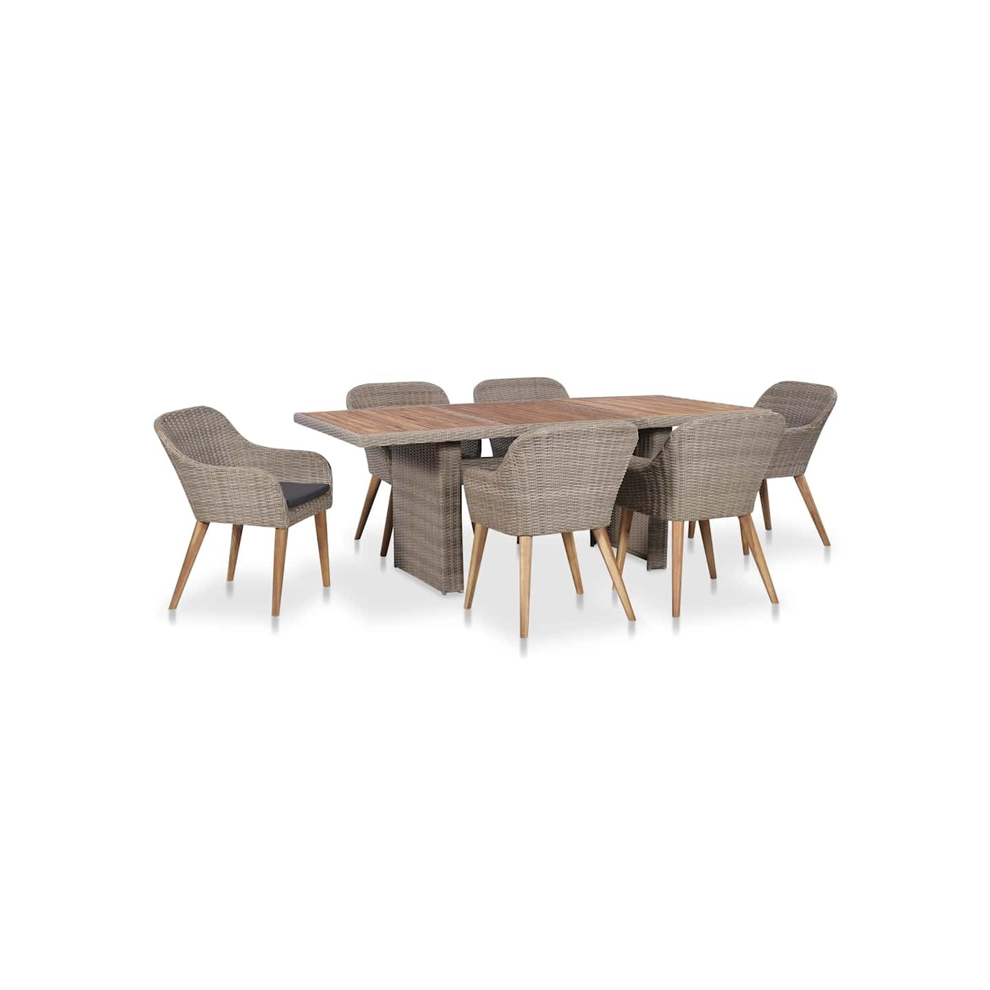 Salon de jardin avec coussins 7 pcs Résine tressée