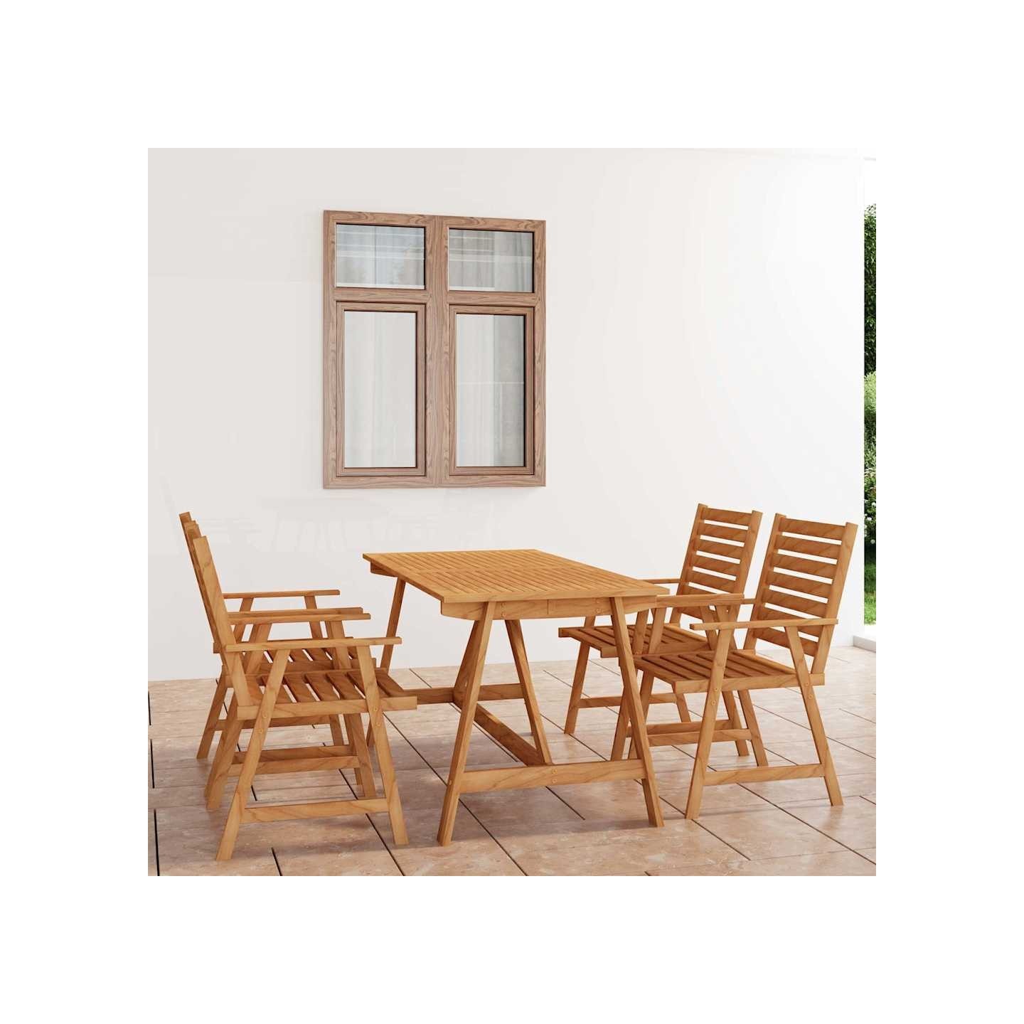 Ensemble à manger de jardin 5 pcs Bois d'acacia solide