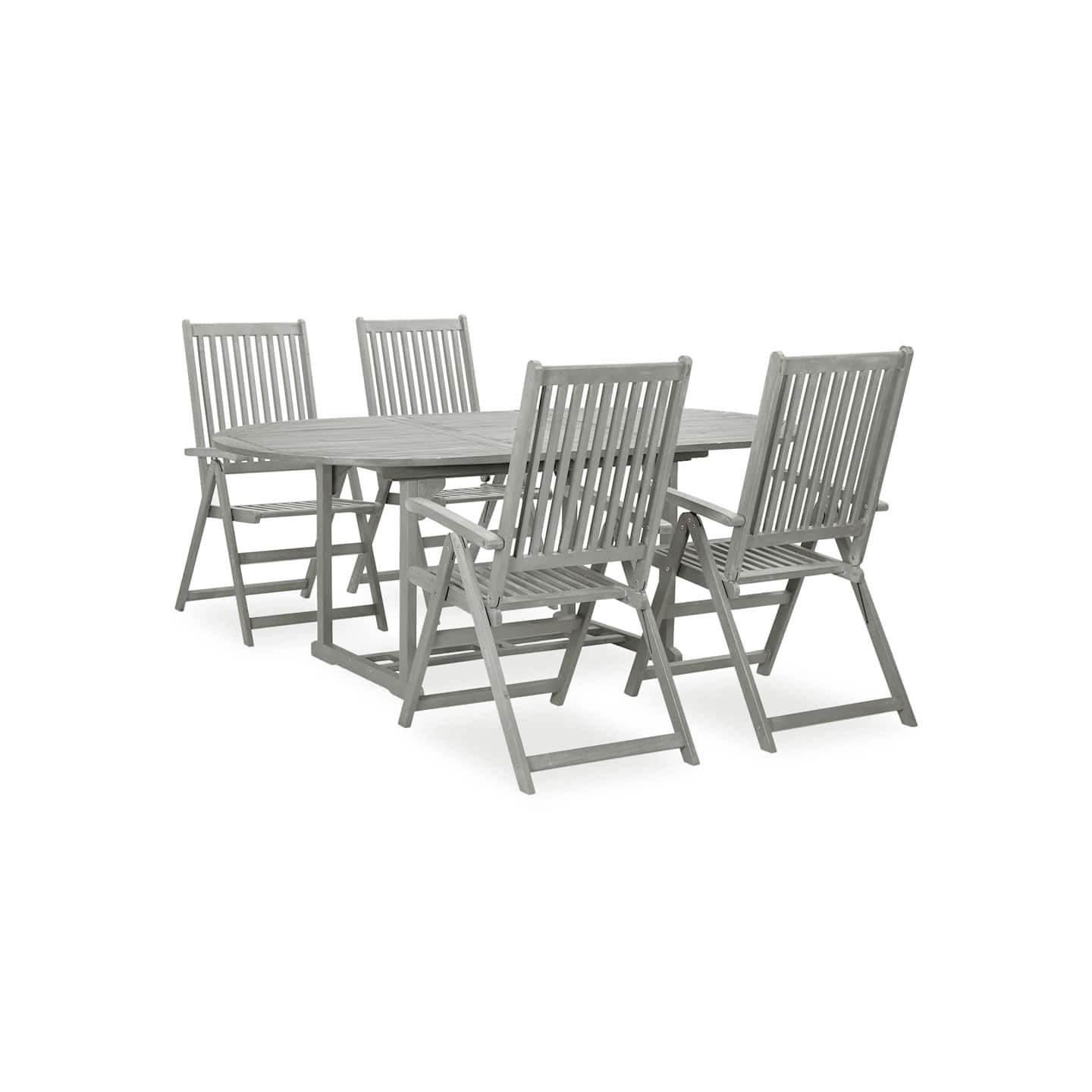 Ensemble de salle à manger de jardin 5 pcs (150-200)x100cm gris