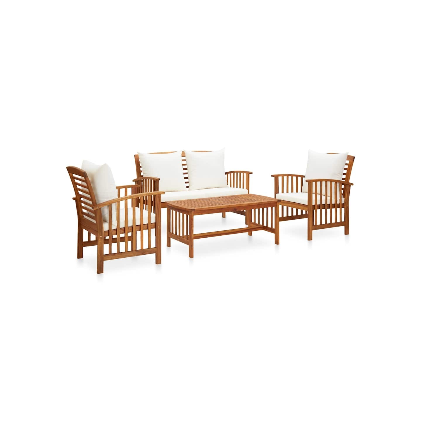 Salon de jardin 4 pcs avec coussins Bois d'acacia solide