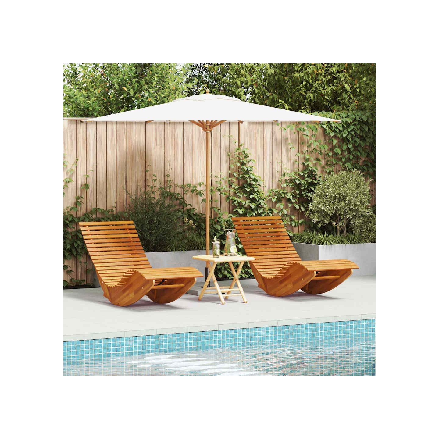 Chaises longues basculantes lot de 2 bois d'acacia