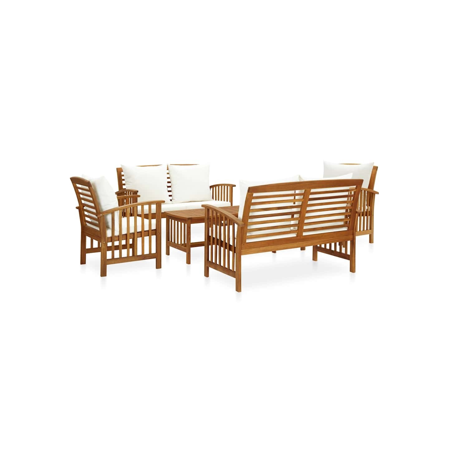 Salon de jardin 5 pcs avec coussins Bois d'acacia solide