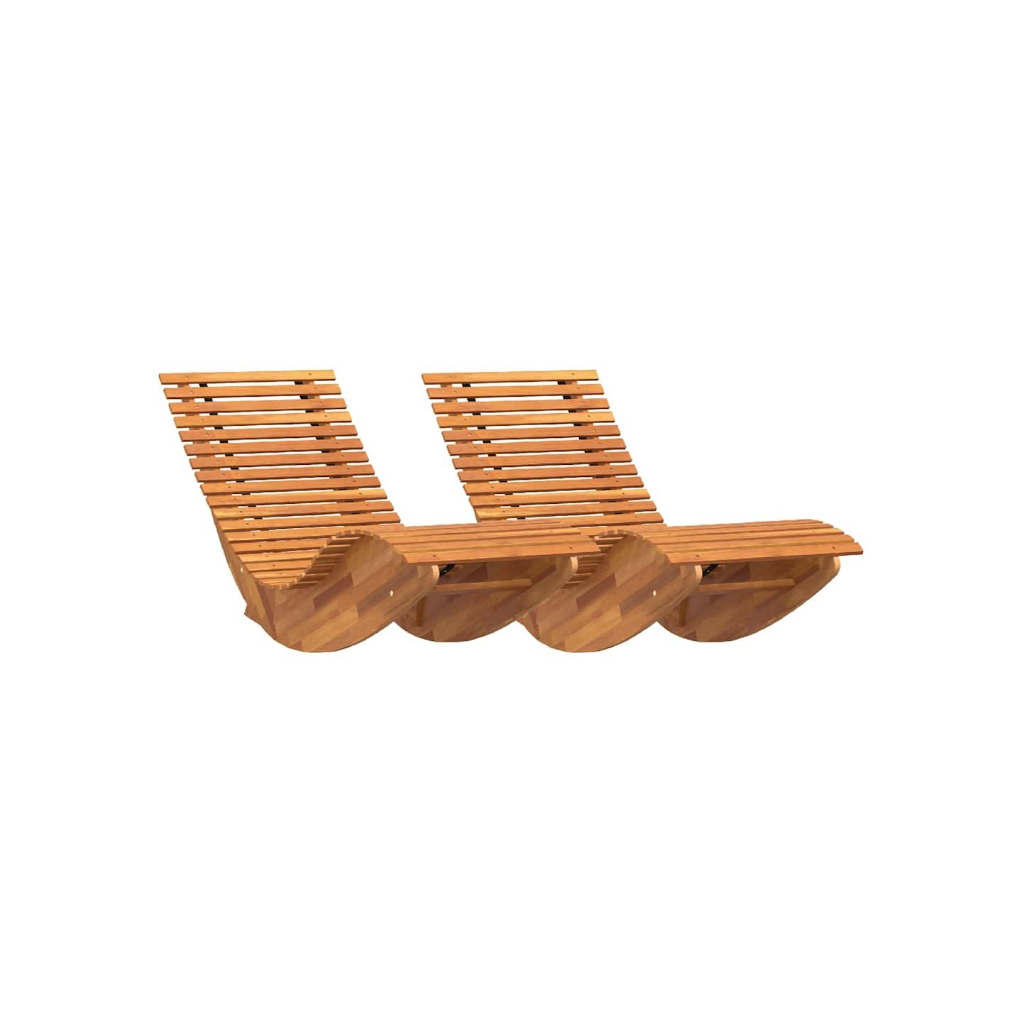Chaises longues basculantes lot de 2 bois d'acacia