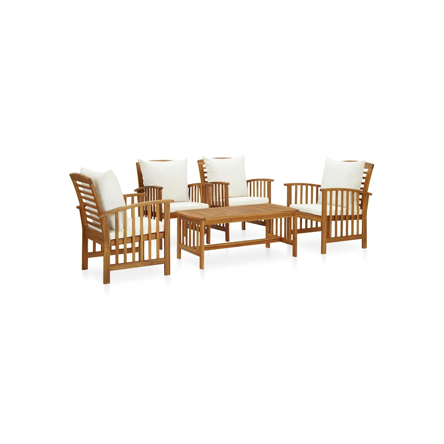 Salon de jardin 5 pcs avec coussins Bois d'acacia solide
