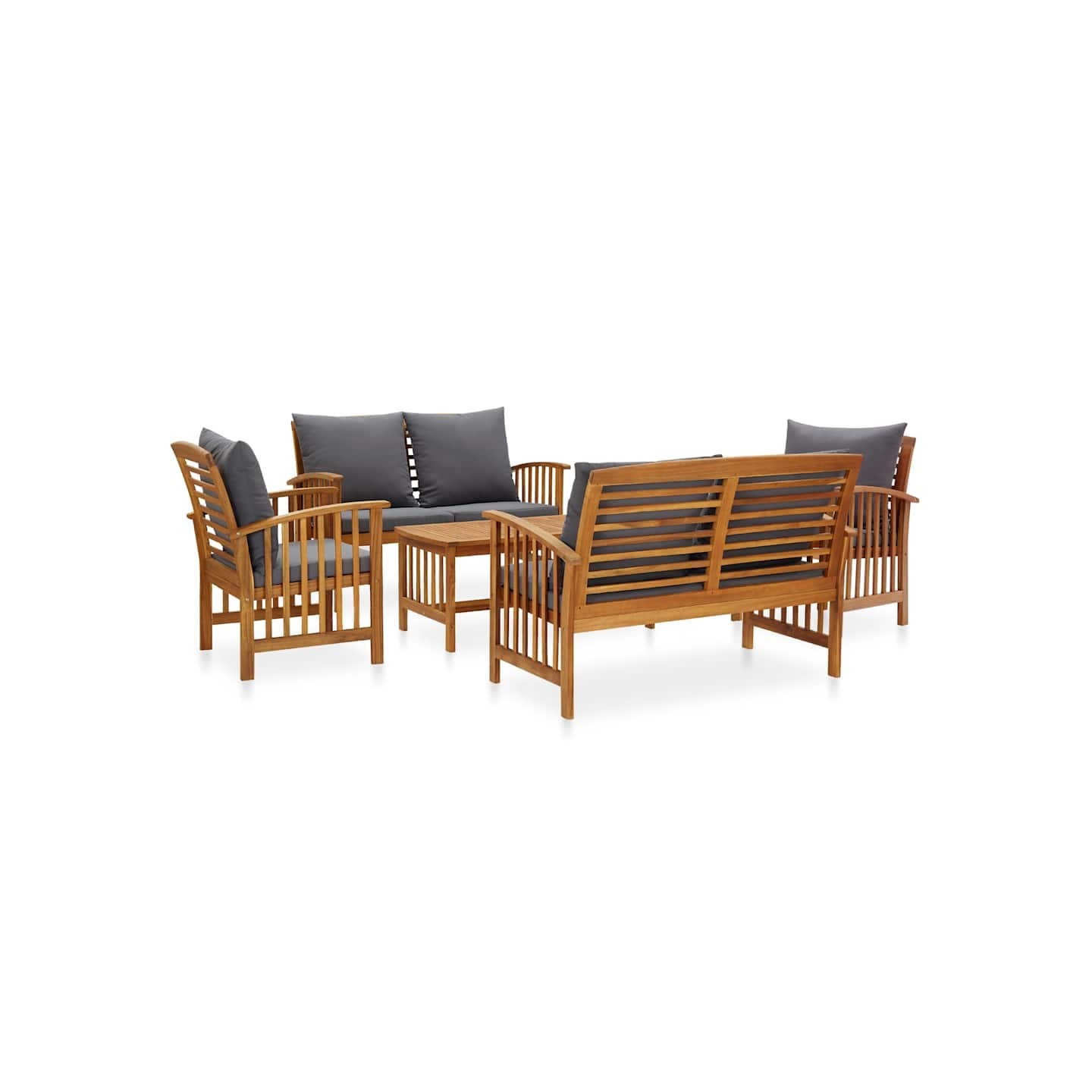 Salon de jardin 5 pcs avec coussins Bois d'acacia solide
