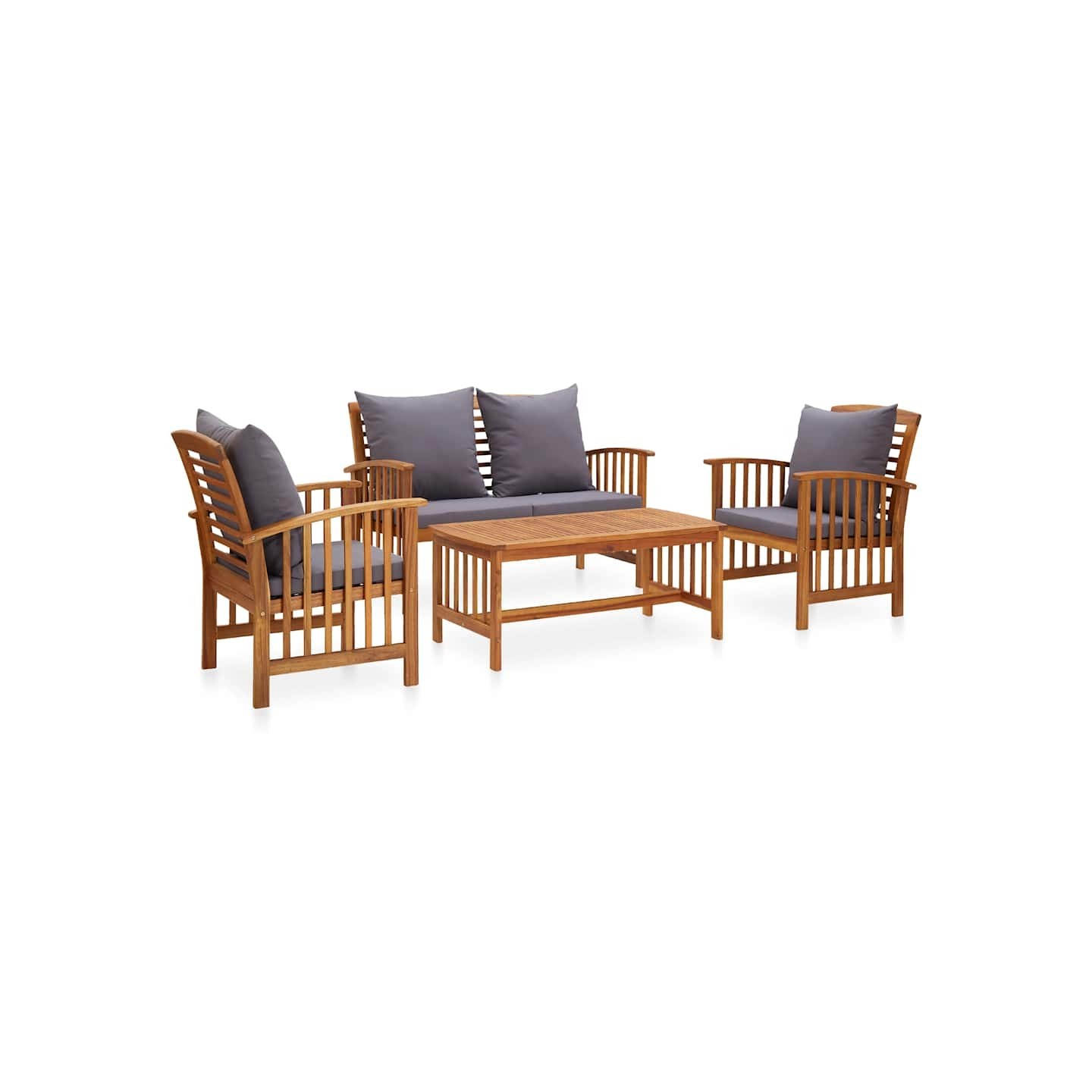 Salon de jardin 4 pcs avec coussins Bois d'acacia solide