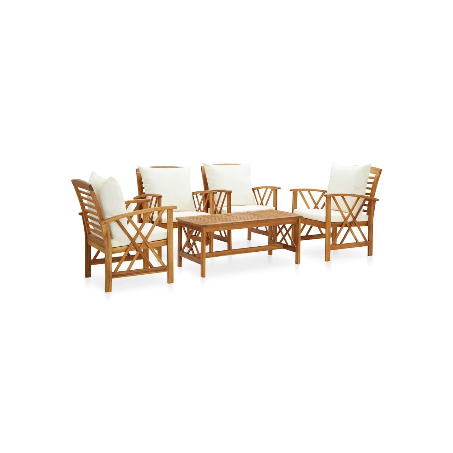 Salon de jardin 5 pcs avec coussins Bois d'acacia solide