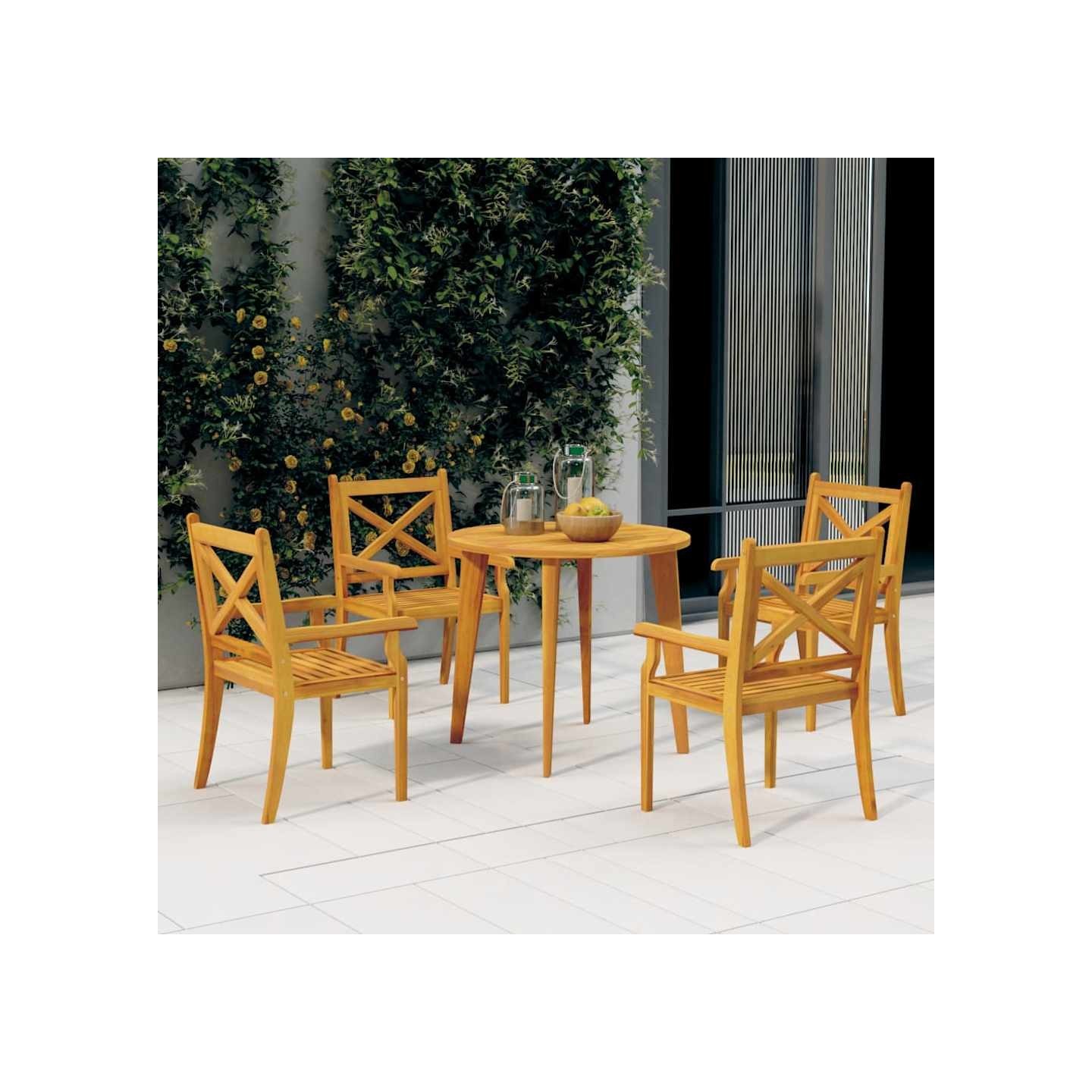 Ensemble à manger de jardin 5 pcs Bois d'acacia solide