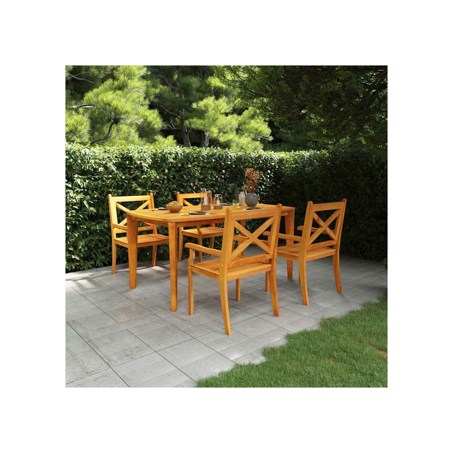 Ensemble à manger de jardin 5 pcs Bois d'acacia solide