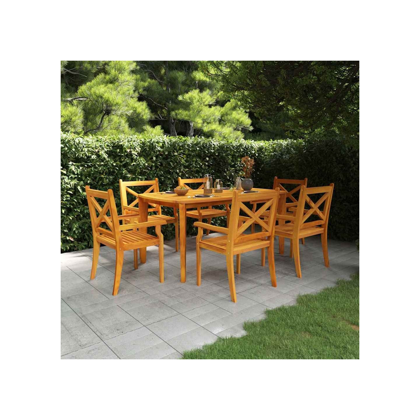 Ensemble à manger de jardin 7 pcs Bois d'acacia solide