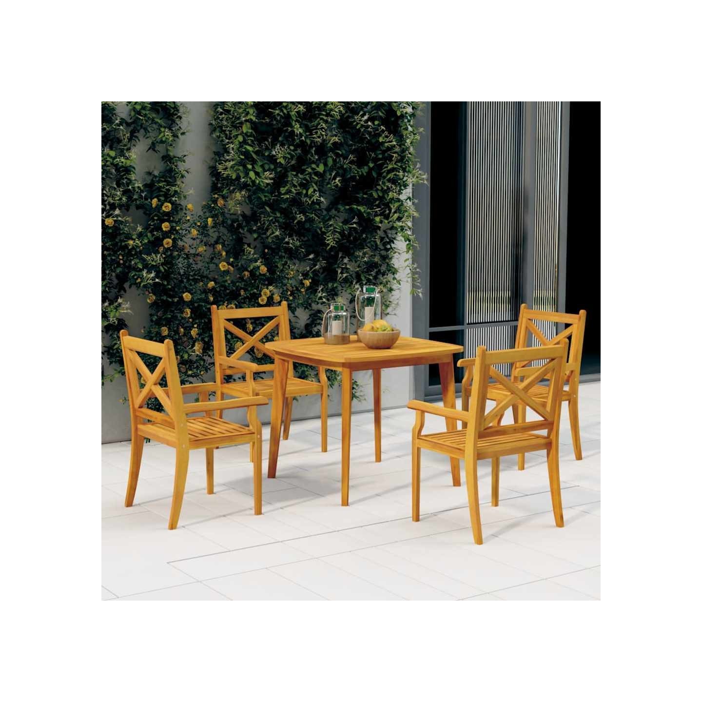 Ensemble à manger de jardin 5 pcs Bois d'acacia solide