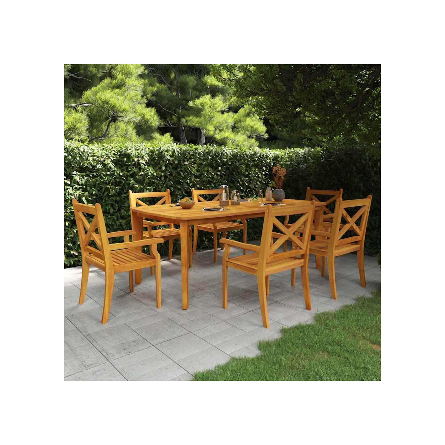 Ensemble à manger de jardin 7 pcs Bois d'acacia solide