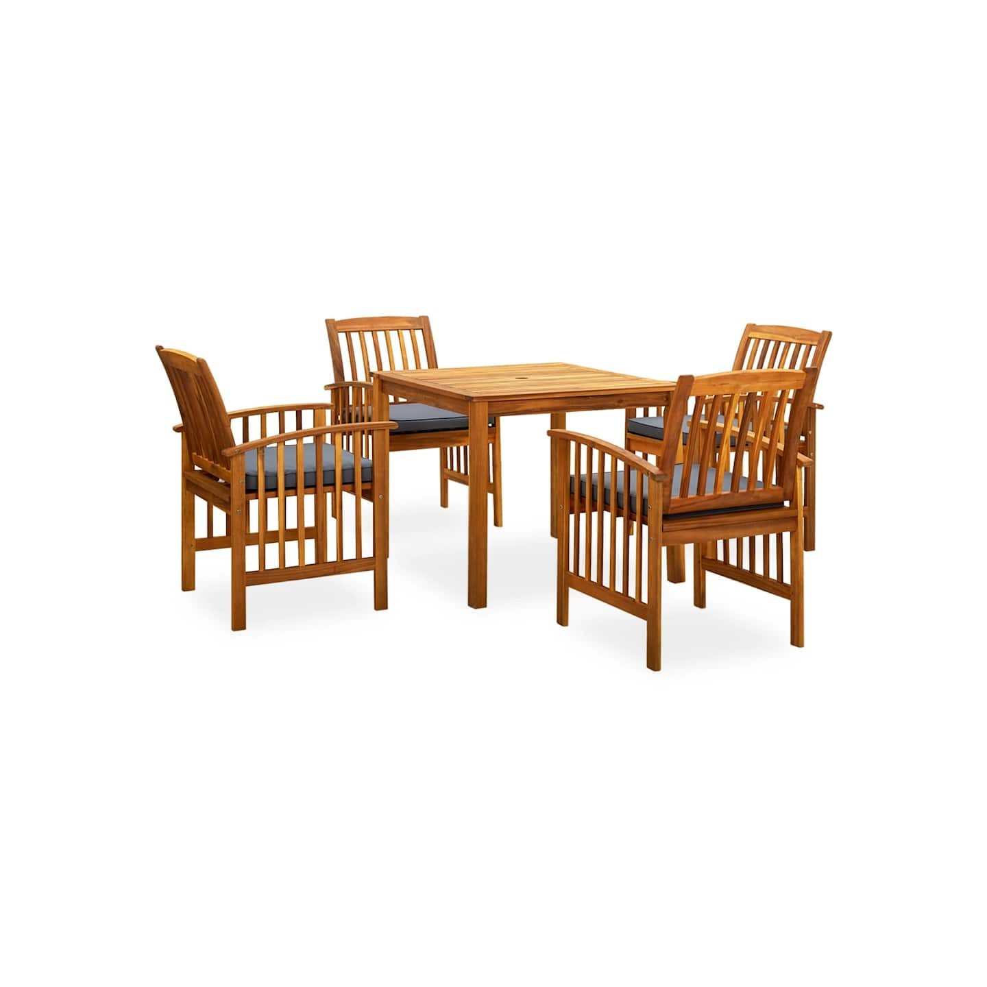 Ensemble à manger de jardin 5 pcs avec coussins Acacia solide