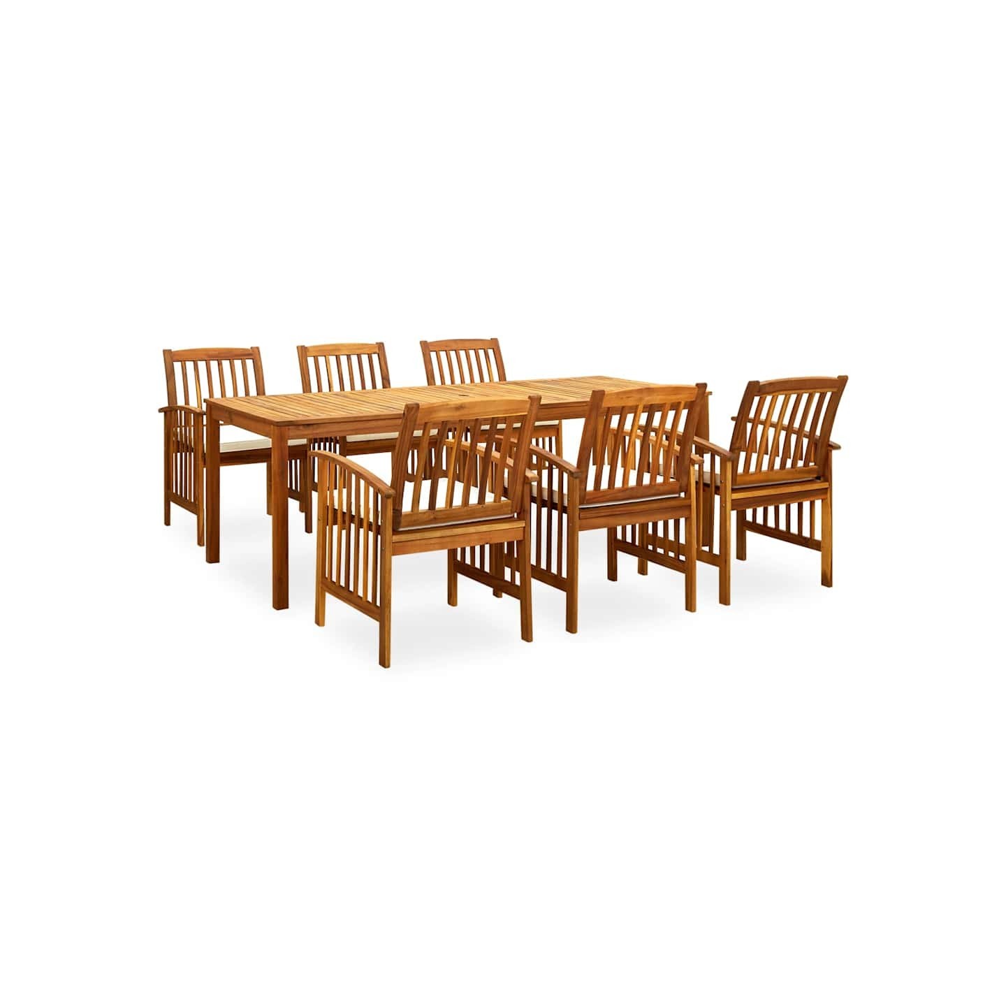 Ensemble à manger de jardin 7 pcs avec coussins Acacia solide