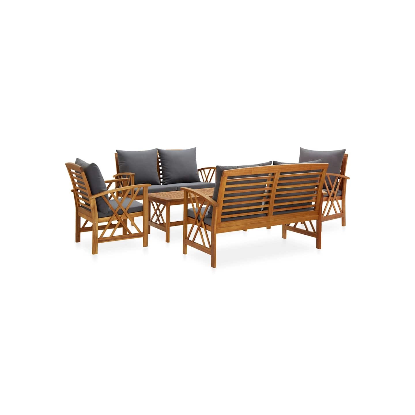 Salon de jardin 5 pcs avec coussins Bois d'acacia solide