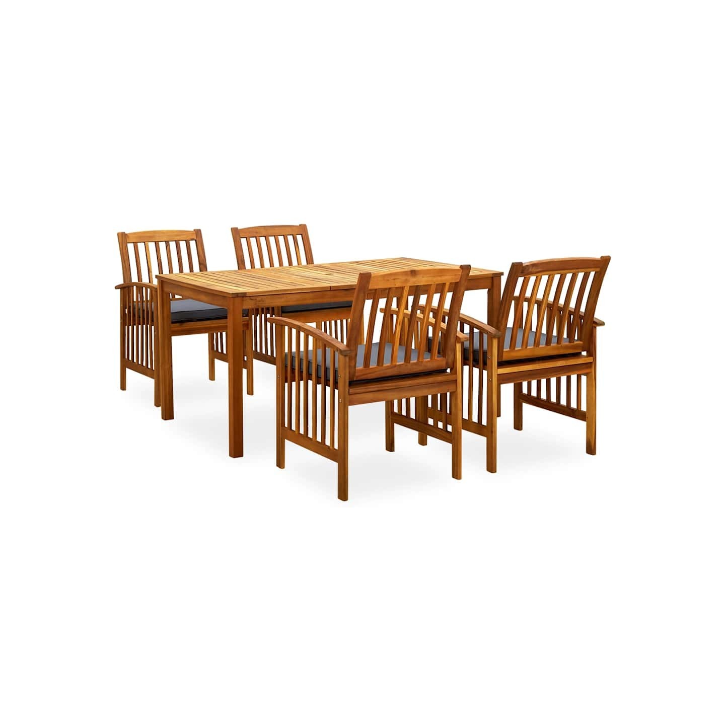 Ensemble à manger de jardin 5 pcs avec coussins Acacia solide