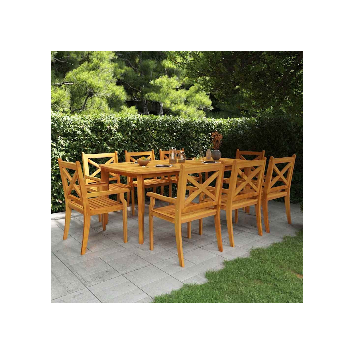 Ensemble à manger de jardin 9 pcs Bois d'acacia solide