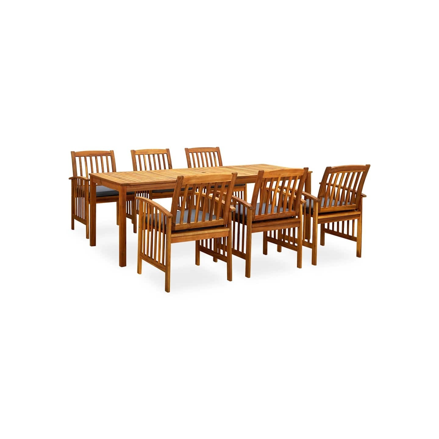 Ensemble à manger de jardin 7 pcs avec coussins Acacia solide