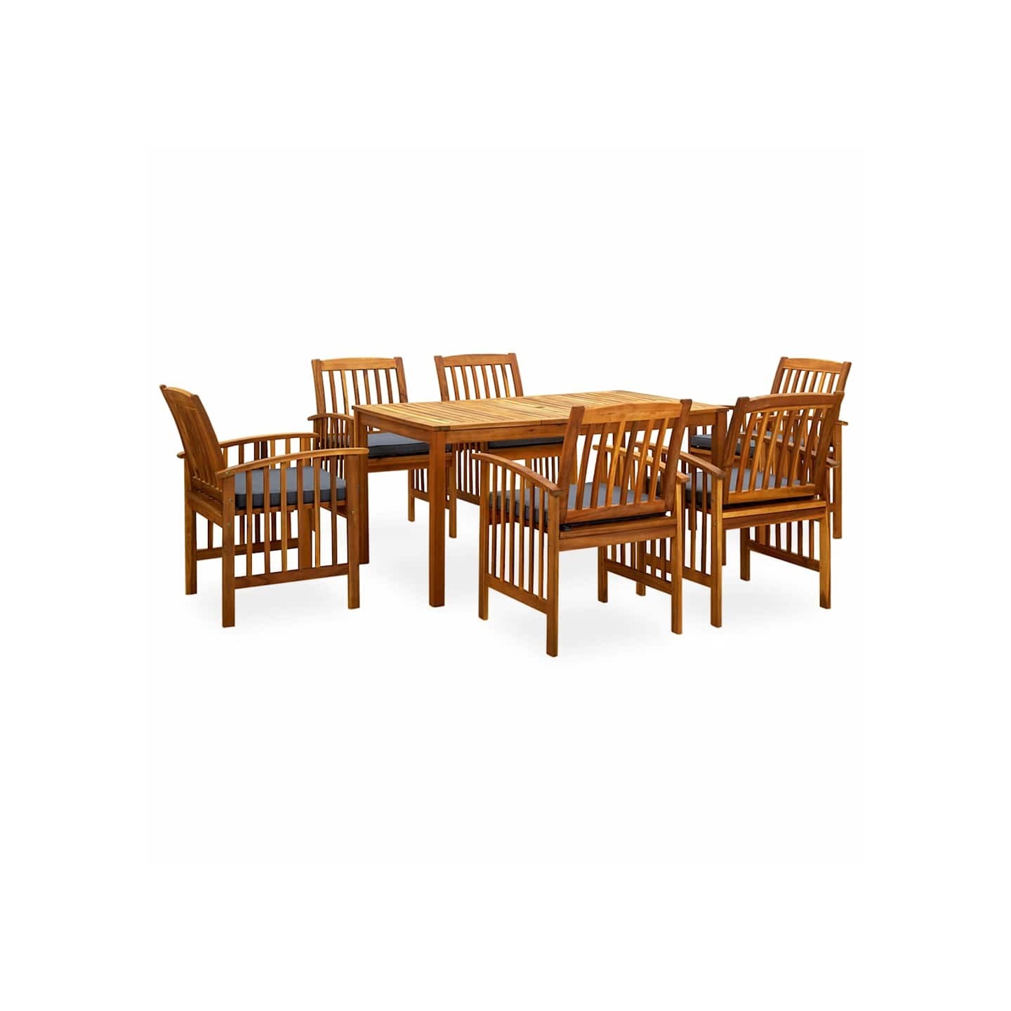 Ensemble à manger de jardin 7 pcs avec coussins Acacia solide