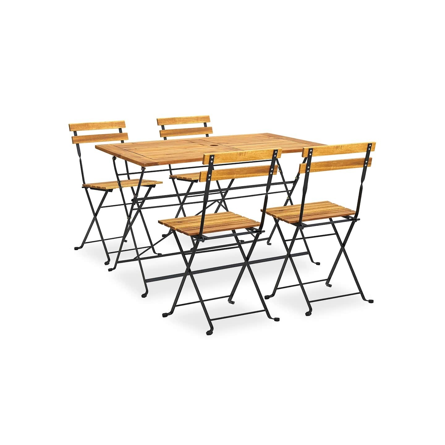 Ensemble à manger d'extérieur pliable 5pcs Bois d'acacia solide