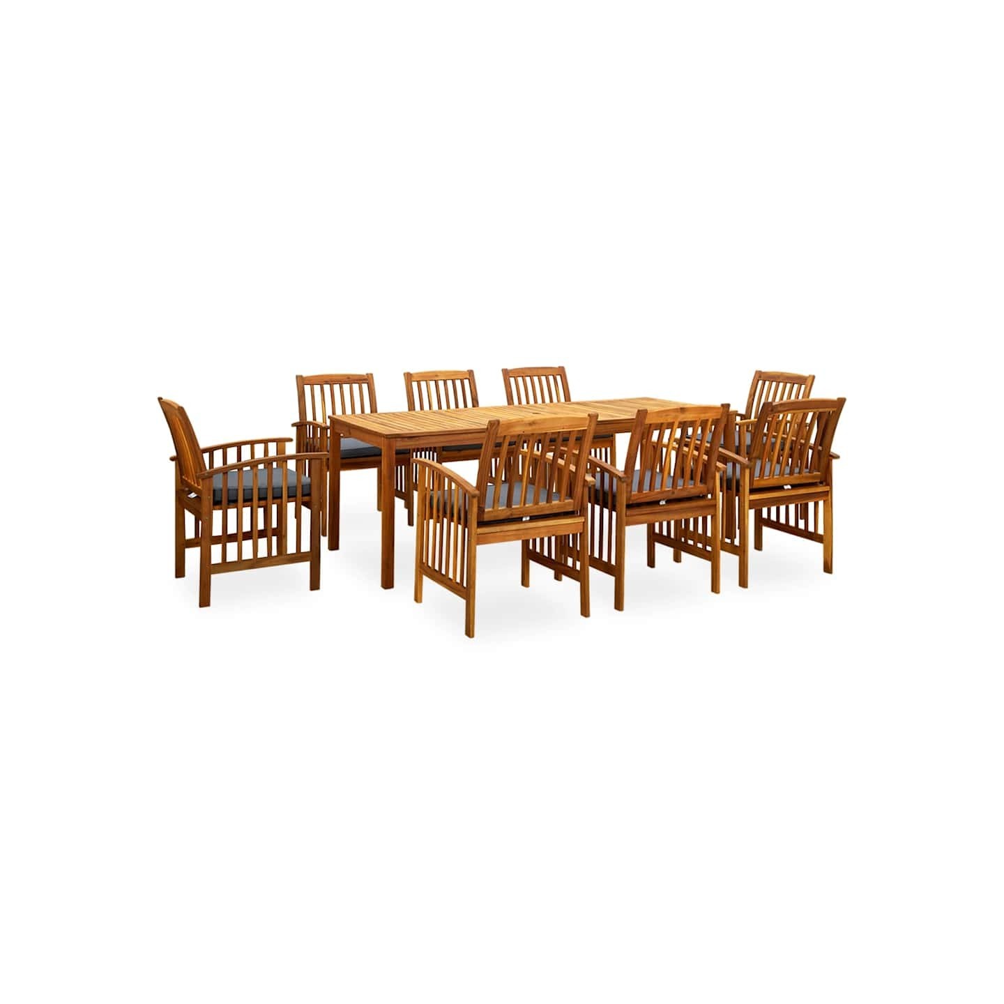 Ensemble à manger de jardin 9 pcs avec coussins Acacia solide