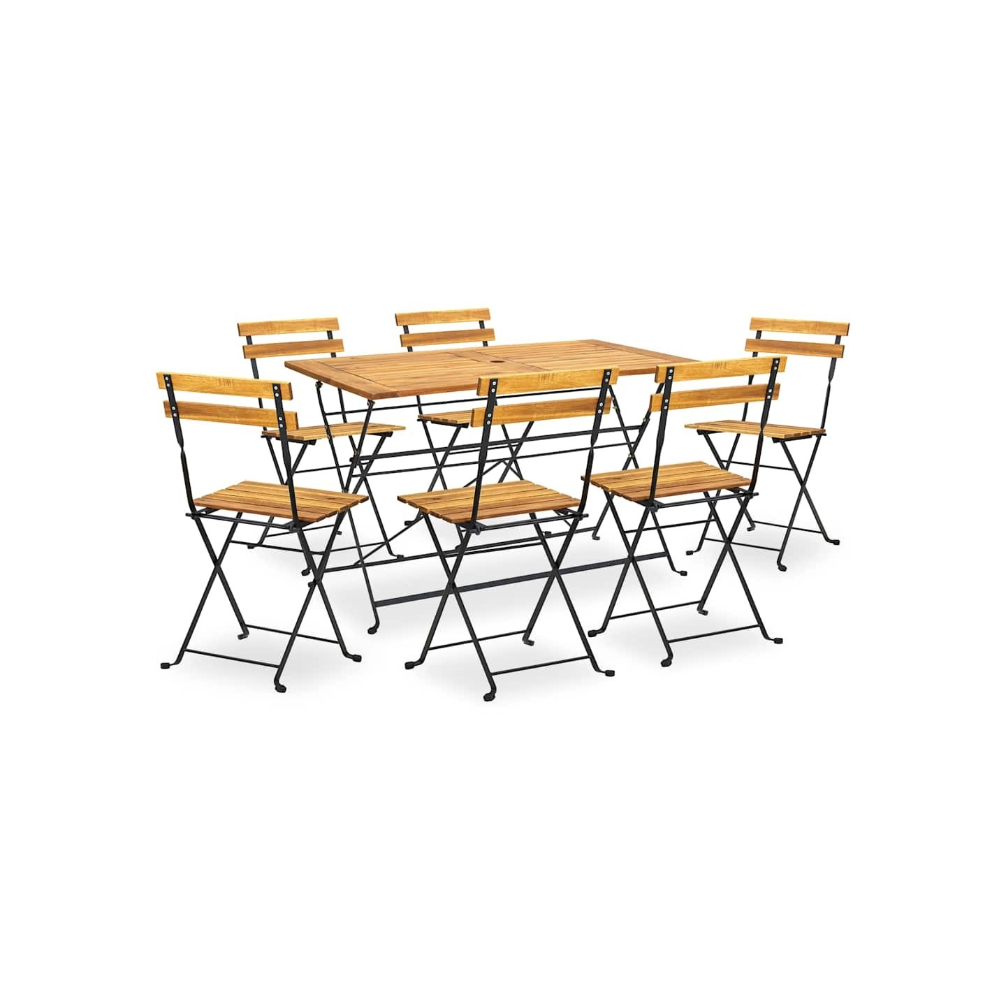 Ensemble à manger d'extérieur pliable 7pcs Bois d'acacia solide