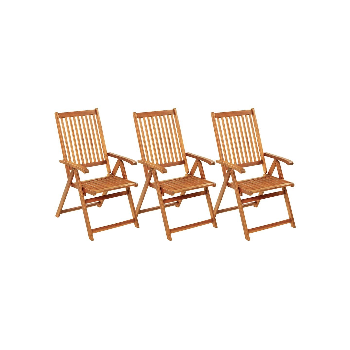 Chaises pliantes 3 pièces avec coussins en bois d'acacia massif