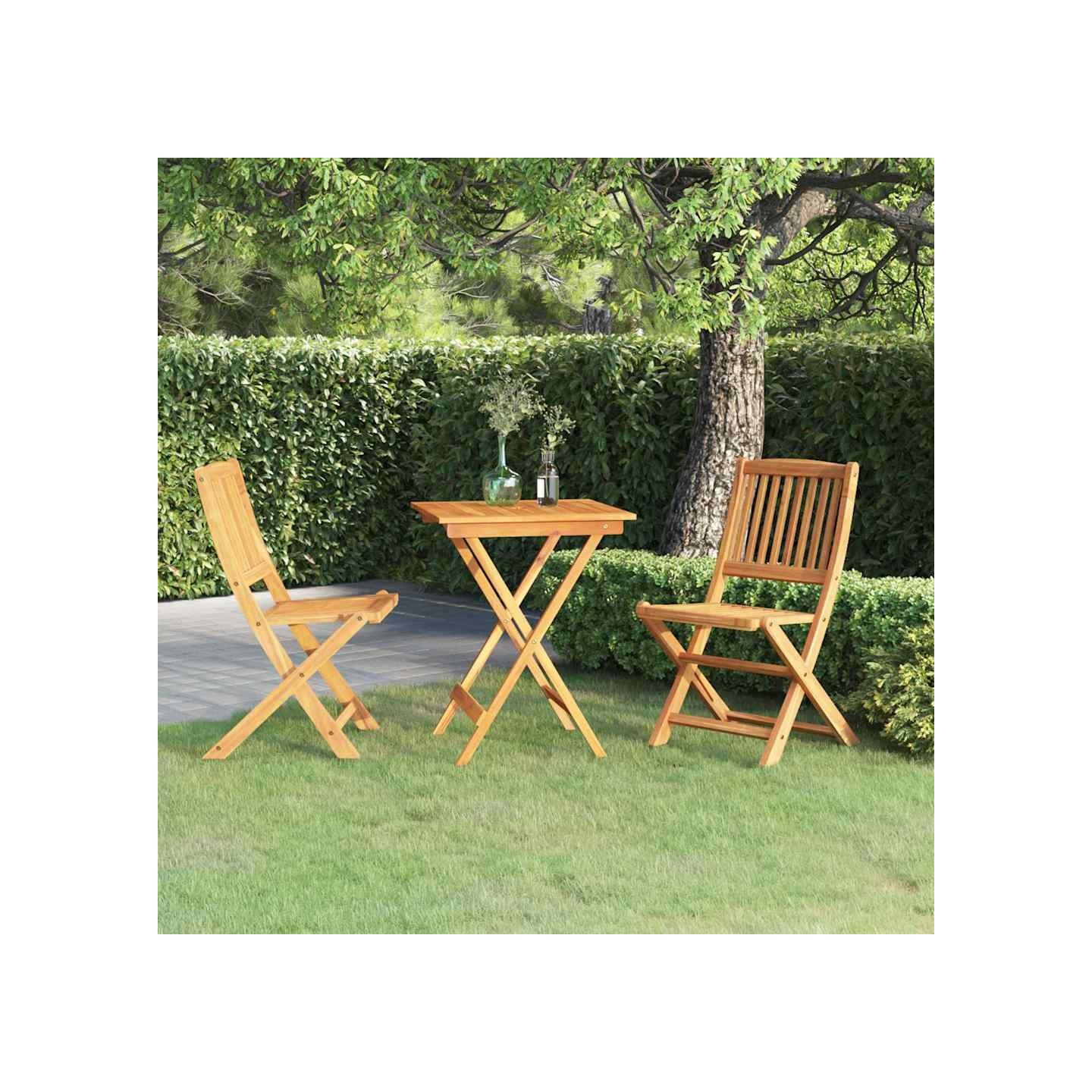 Ensemble à manger de jardin pliable 3 pcs Bois d'acacia solide