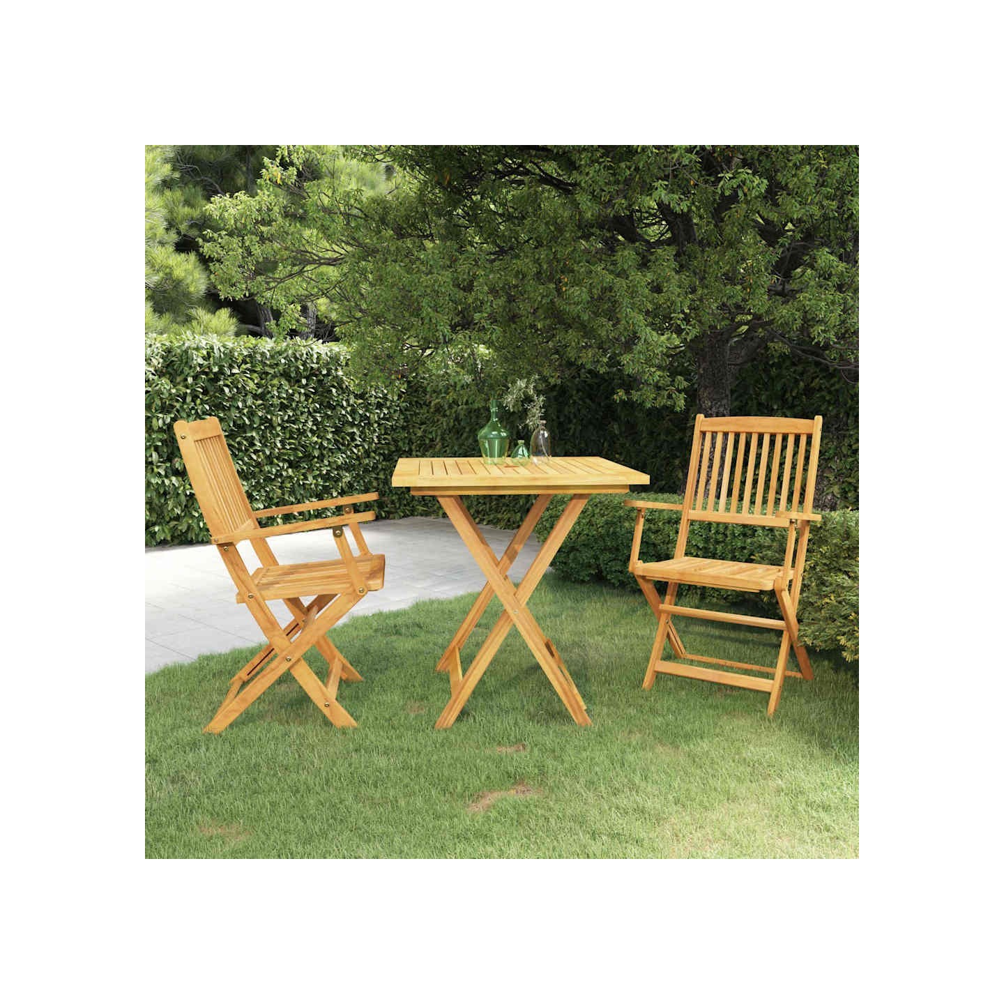 Ensemble à manger de jardin pliable 3 pcs Bois d'acacia solide