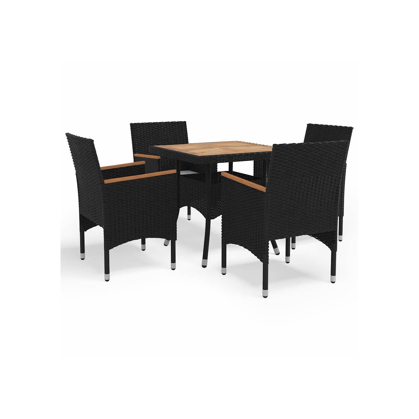 Ensemble à manger de jardin 5 pcs Noir Résine tressée et acacia