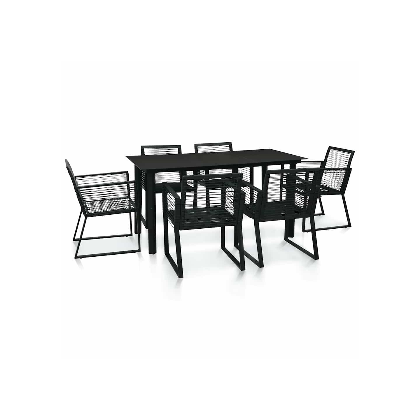 Ensemble à manger d'extérieur 7 pcs Rotin PVC Noir