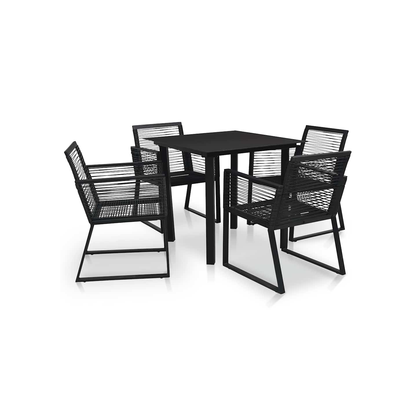 Ensemble à manger d'extérieur 5 pcs Rotin PVC Noir