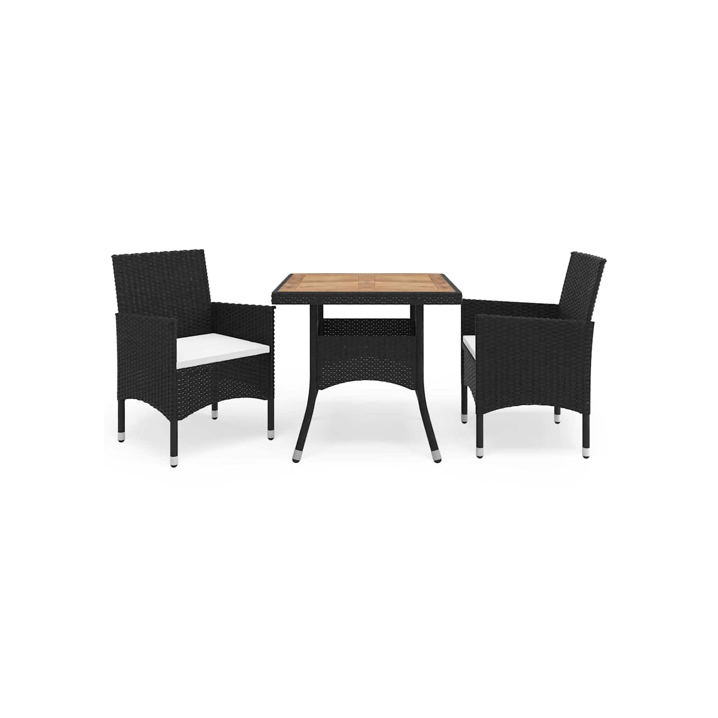 Ensemble à manger de jardin 3 pcs Noir Résine tressée et acacia