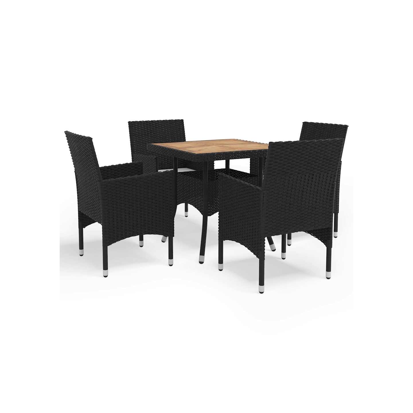 Ensemble à manger de jardin 5 pcs Noir Résine tressée et acacia