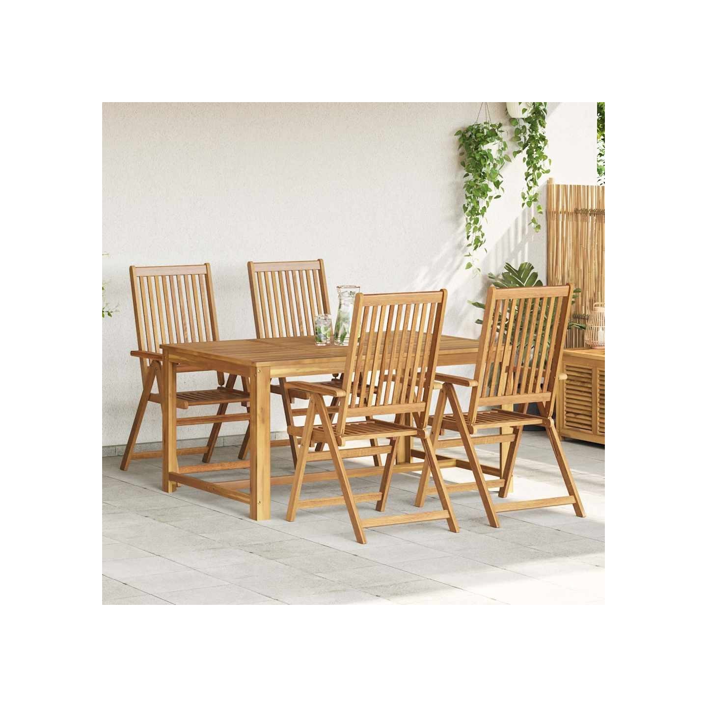 Chaises pliantes 4 pièces en bois d'acacia massif