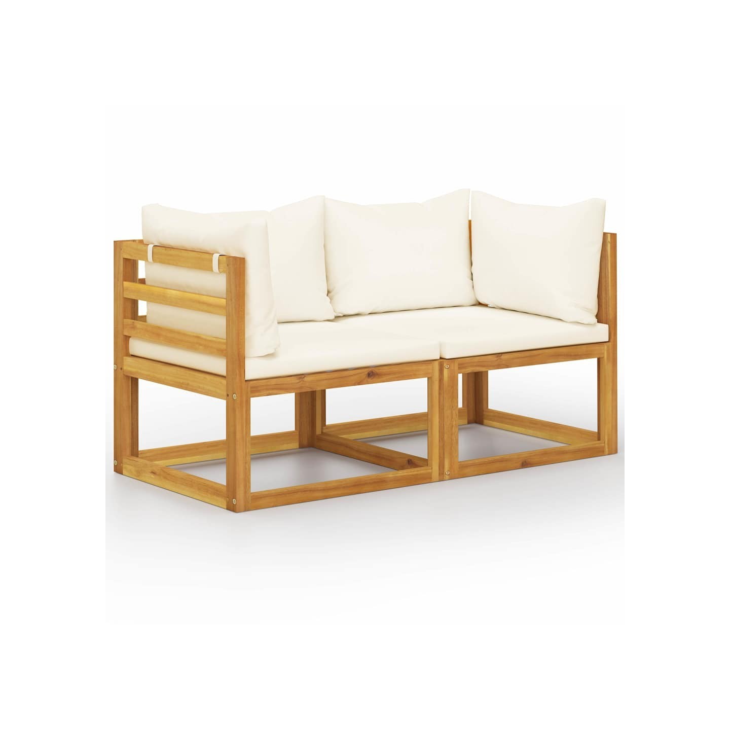 Banc de jardin à 2 places avec coussins blanc crème