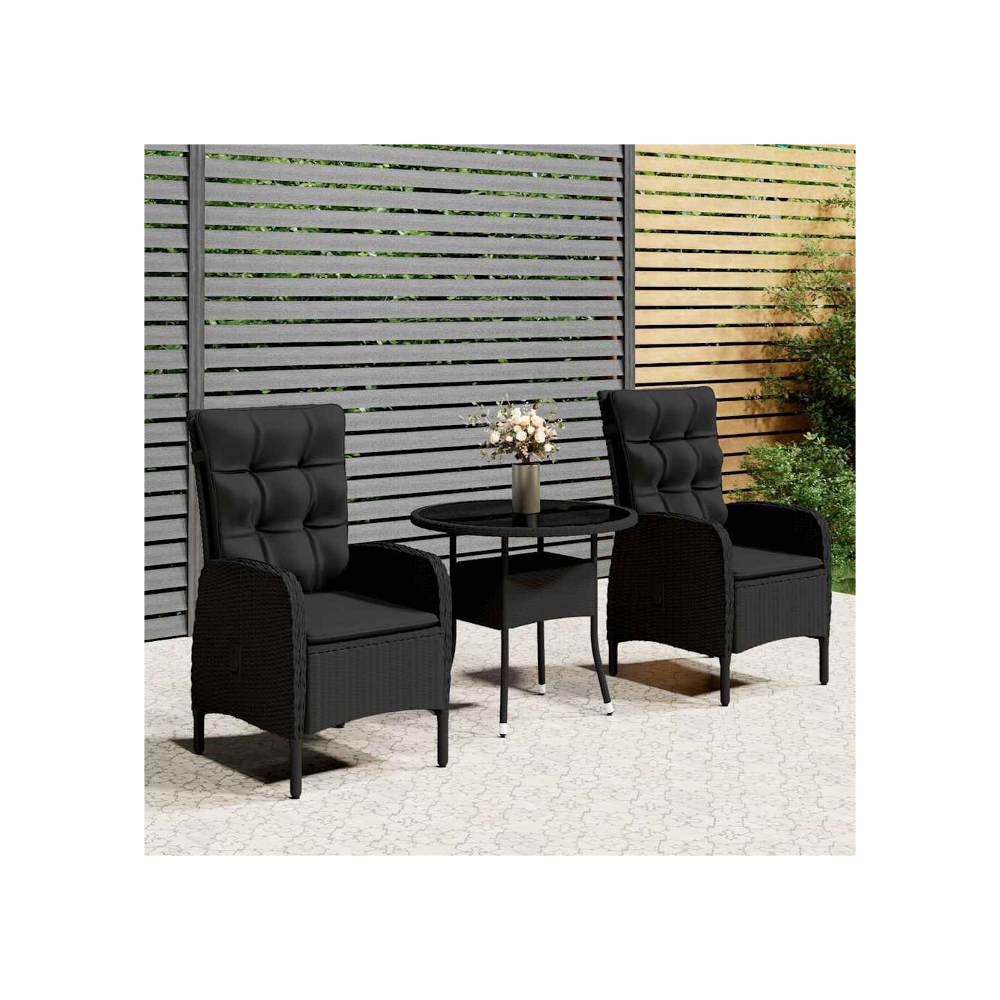 Ensemble de bistro de jardin 3 pcs Résine tressée Noir