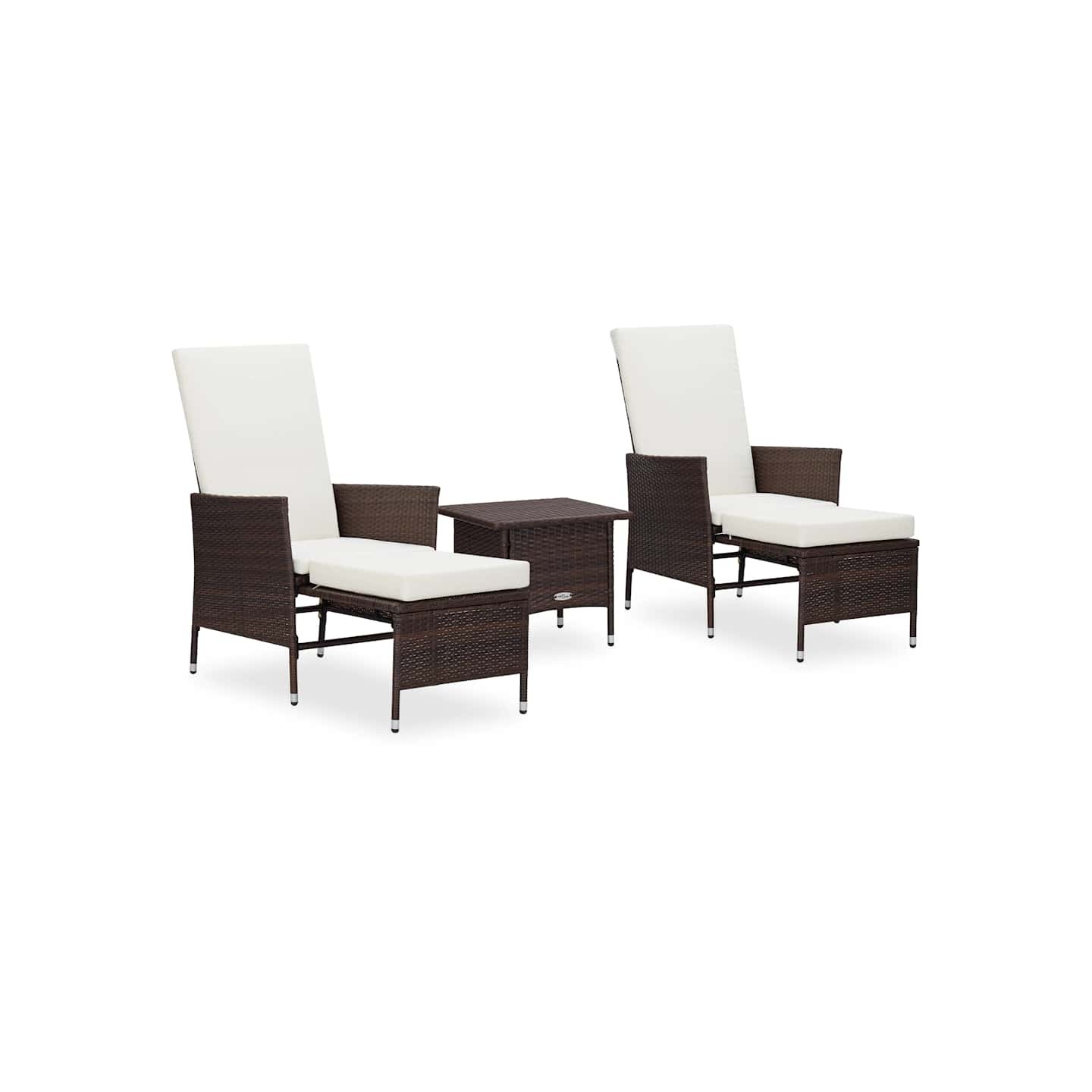 Salon de jardin 3 pcs avec coussins Résine tressée Marron