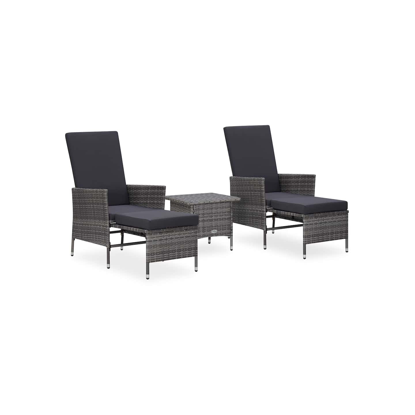 Salon de jardin 3 pcs avec coussins Résine tressée Gris