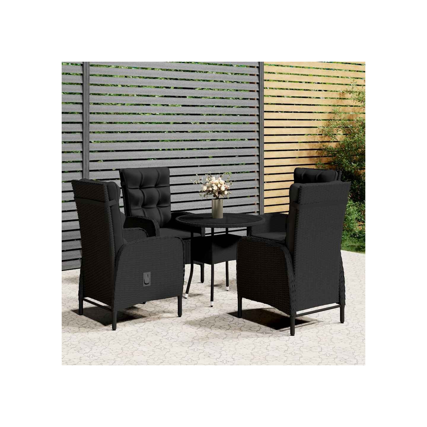 Ensemble de bistro de jardin 5 pcs Résine tressée Noir
