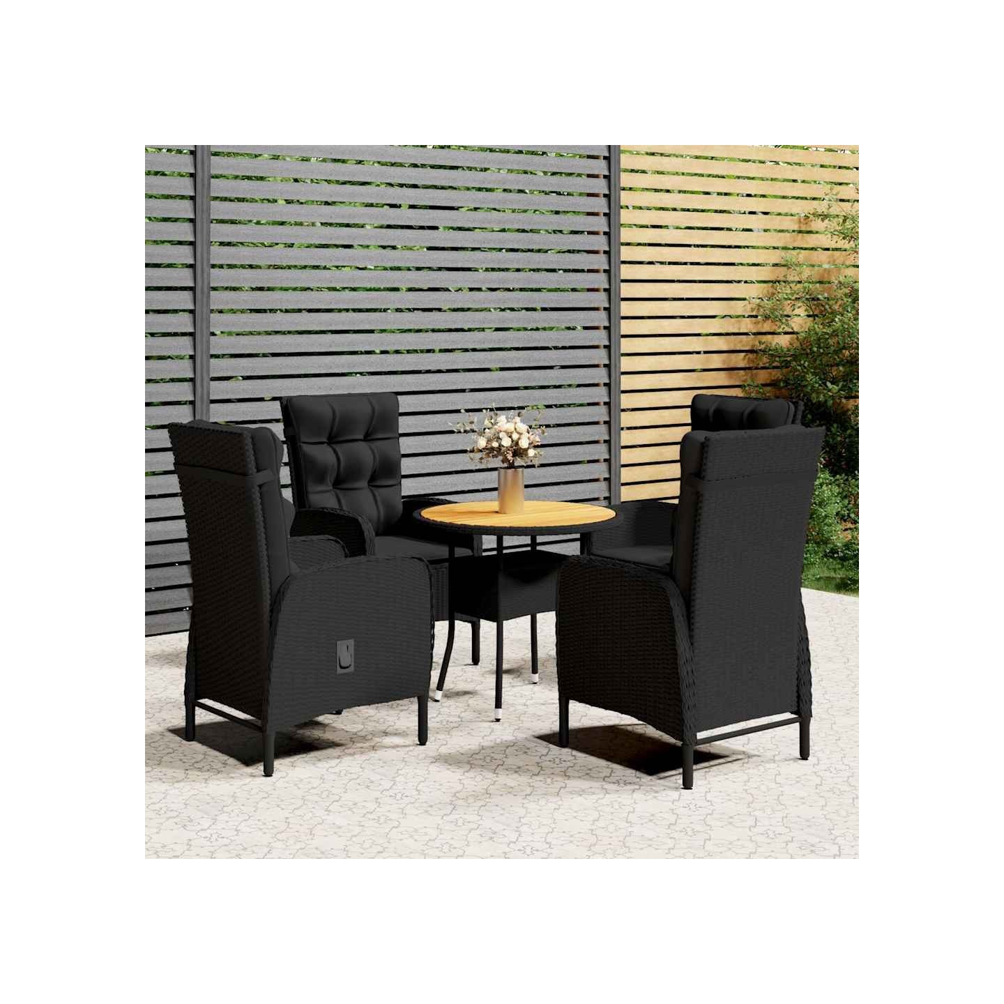 Ensemble de bistro de jardin 5 pcs Résine tressée Noir