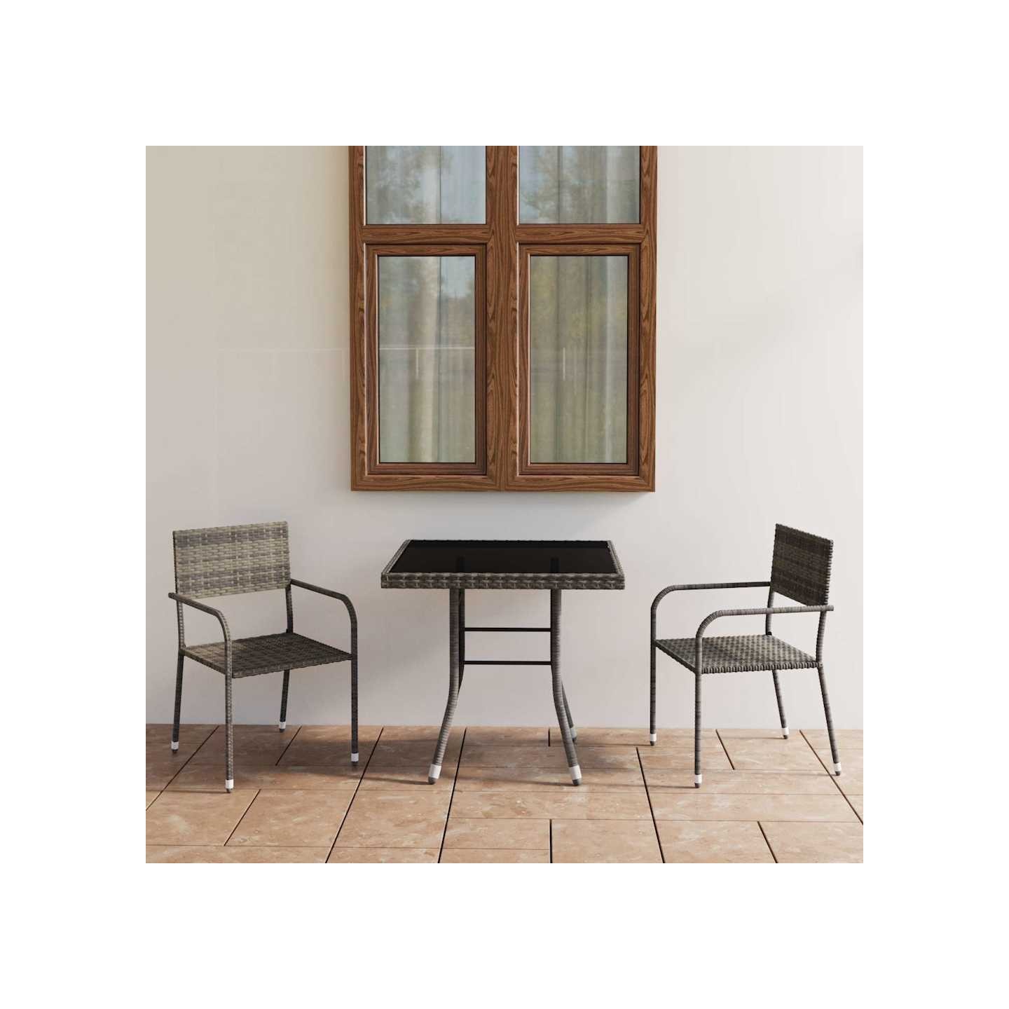 Ensemble à manger de jardin 3pcs Résine tressée Anthracite gris