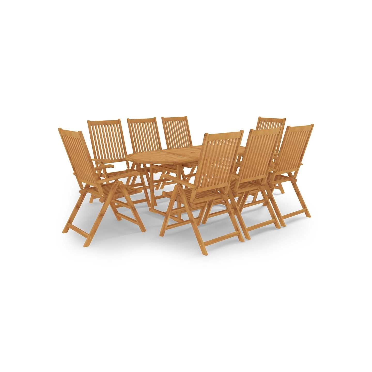 Ensemble à manger de jardin 9 pcs Bois de teck massif