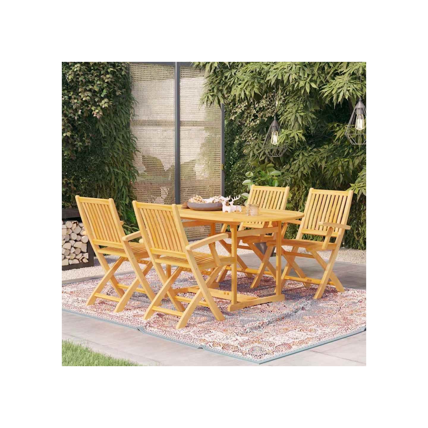 Ensemble à manger de jardin 5 pcs Bois de teck massif
