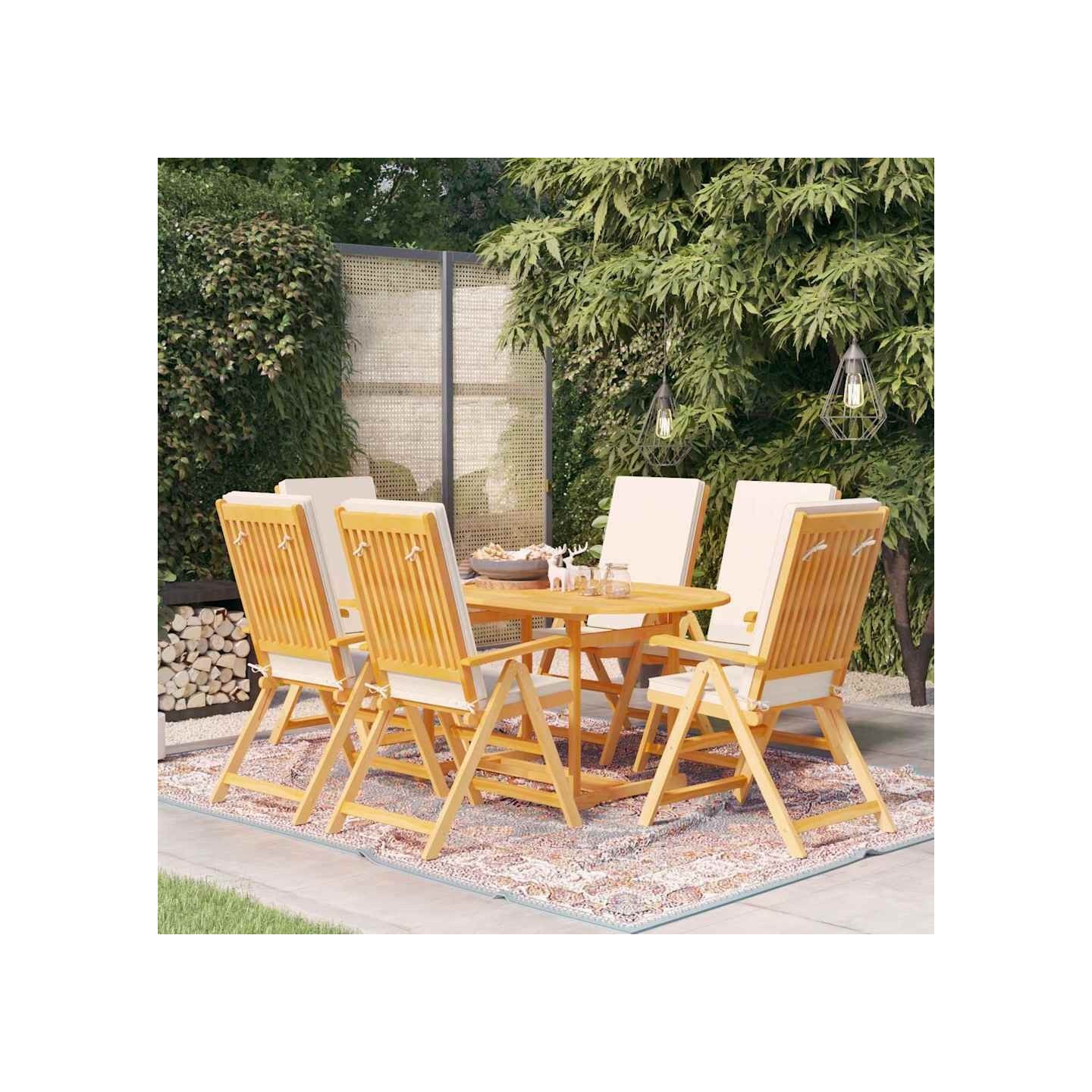 Ensemble à manger de jardin 7 pcs coussins Bois de teck massif