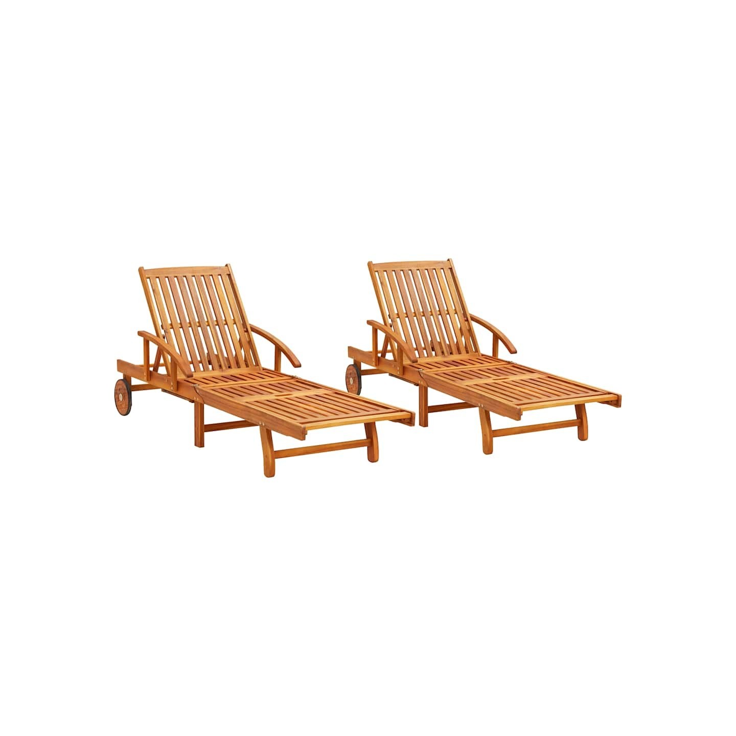 Chaises longues lot de 2 Bois d'acacia solide