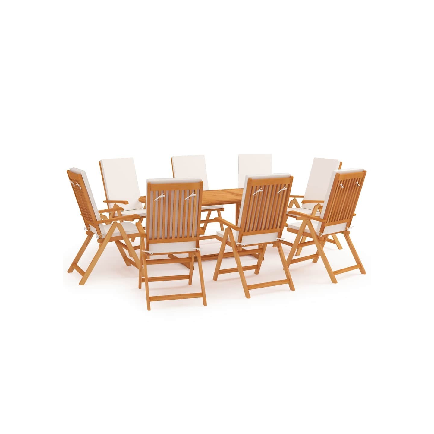 Ensemble à manger de jardin 9 pcs coussins Bois de teck massif