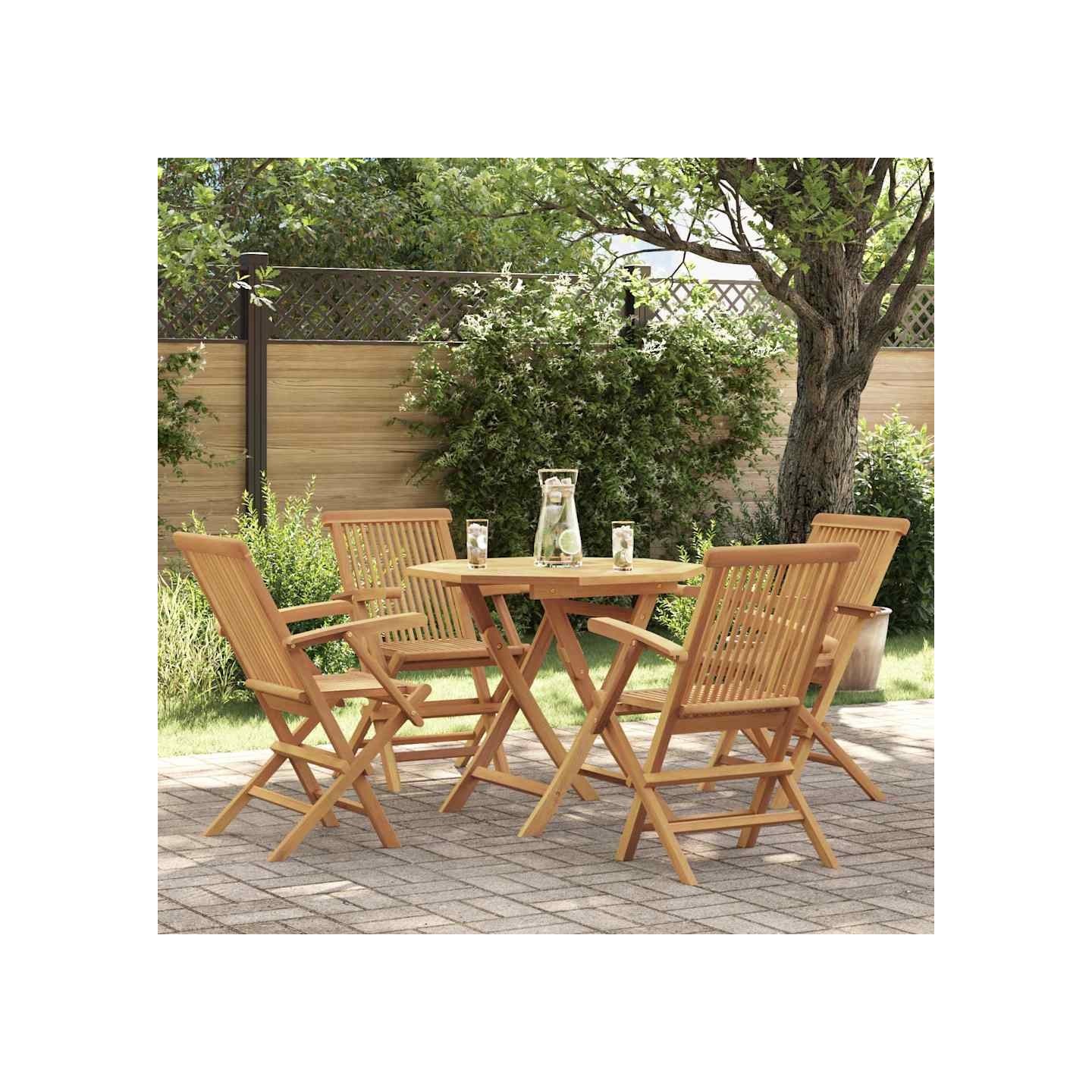 Salon de jardin 5 pcs Bois de teck massif