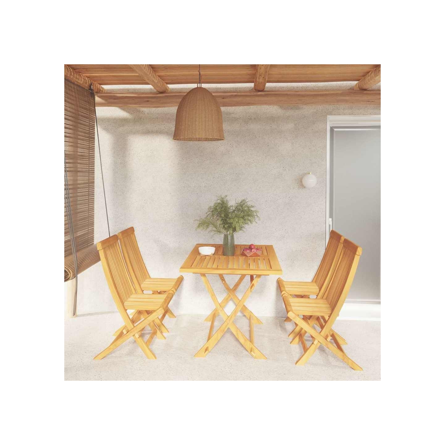 Ensemble à manger de jardin 5 pcs Bois de teck massif